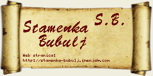 Stamenka Bubulj vizit kartica